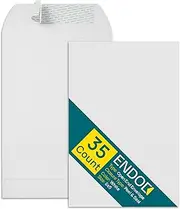 EnDoc 6x9 Open End Self Seal Envelopes - Bright White 28lb Heavyweight Paper 6 x 9 Inches Envelope for Home, Mailing Documents, Office, Business, Legal or School - 35 Pack