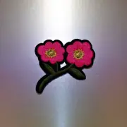 Pink Flowers Patch — Iron On Badge Embroidered Motif — Fun Cute Dots
