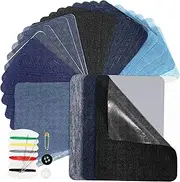 OSALADI 30pcs Cotton Iron Patches for Jeans Repair Durable No Sew Fabric Mending Patches for Concealing Stains Clothes and Skirts