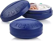 Small Pill Boxes - Pack of 2 - Mini Compact Round Portable 4 Compartment Travel Pills Case Organizer, Vitamin and Medication Dispenser Holder for Up to 4 Times a Day, BPA Free Pill Reminder