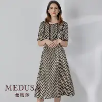 在飛比找Yahoo奇摩購物中心優惠-現貨【MEDUSA 曼度莎】印花壓褶滾邊雪紡洋裝（M-XL）