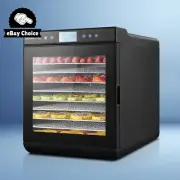 Food Dehydrator 10 Trays 700W Jerky Fruit Yogurt Maker Stainless Steel Black