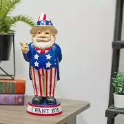 Alpine Corporation Garden Gnome Statue, Red White Blue 12 inches High PolyResin
