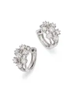 Bloomingdale's Fine Collection Diamond Cluster Hoop Earrings in 14K White Gold, 1.00 tcw