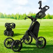 Golf Buggy Foldable Trolley Cart Wheels Umbrella Bottle Holder Lightweight -4-BK