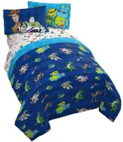 Jay Franco Disney Toy Story Buzz & Woody 5 Piece Full Bed Set - Includes Reve...