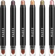 EnMart Eyeshadow Stick 6Pcs, Cream Eye Shadow Pencil Crayon, Eye Brightener Highlighter Makeup Stick Pearl Kit, Eyeshadow Stick with Built-In Blending Brush Waterproof Eyeshadow Pen for Smoky