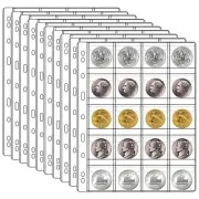 20 Pocket Coin Pages for Collectors, 10 Sheets Coins Sleeves Coin Holders Stamp