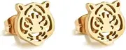 [Izpack] Simple Tiger Head Stud Earrings Stainless Steel for Women Teen Girls Hollow Animal Cartilage Pierced Hypoallergenic Studs Earring Cute Jewelry Gifts