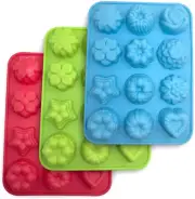3 Packs Flowers Silicone non-Stick Mold, SourceTon Bake Mold for Cake, Jelly, Pu