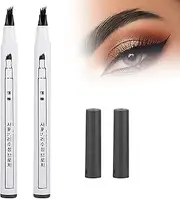 Spendeal Eyebrow Pencil 2 Pcs New 3D Waterproof Microblading Natural Makeup Fine Stroke Pencil, Waterproof Brow Pen with 4 Micro-Fork Tip, Smudgeproof Fine Sketch Long Lasting Pen Women Girls (Brown)