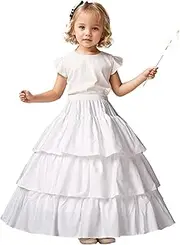 [BEAUTELICATE] Girls Petticoat 100% Cotton Crinoline Underskirt Kids Flower Dress Slips Style1 Style2 5 Lengths