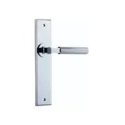 Iver Brunswick Door Lever Handle on Chamfered Backplate Polished Chrome