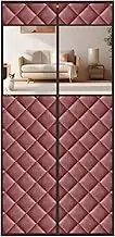 Door Curtain, Insulated Door Curtain with 4cm Hook and Loop Tape, Door Curtains Thermal Magnetic Strip, PU and Cotton Winter Door Curtain(Brown,80*200cm/31*79in)