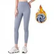 Nevenka Womens Fleece Yoga Pant High Waisted Tummy Control Athletic Leggings-Light Blue