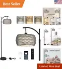 Arc Floor Lamp for Bedroom, Boho Standing Lamp with Remote & LED Smart Bulb, ...