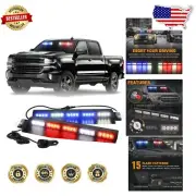 Easy-Install 34" Emergency Visor Light Bar – 40 LEDs & 15 Patterns for Safety