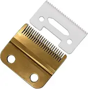 Professional 2-Hole Stagger Tooth Replacement Blades Set #2161, 1 Carbon Steel Fixed Blade, 1 Ceramic Moving Blade, Compatible with Wahl 5 Star Series Cordless Magic Clip Hair Clipper(Gold)