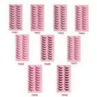 Natural-Lashes with Clear-Band Fluffy-Wispy False Eyelashes Mink Fake Eyelashes