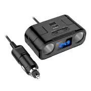 Car Cigarette Lighter Adapter Charger LED Voltage Display 2 Way Socket Splitter (for: Volvo)