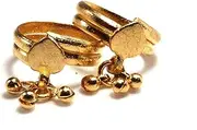 [Deccani Handicrafts] Daily use GoldenMetal Alloy (Panchaloha) Toe Ring for Women 2 Round Spring Type with a Leaf and Hanging Beads, Non-Precious Metal, No Gemstone