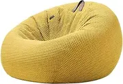 TOOPYW Large Bean Bag Cover Soft Cotton Waffle Stuffable Bean Bags Replacement Cover for Adults and Kids Lazy Lounger (Without Filling) Sofa Slipcover,Yellow,90x90cm