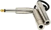 8" Long 6.35mm Audio Plug Male to Dual 6.5mm Female Audio Y Splitter Cable