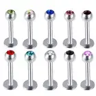 10X Steel Labret Monroe CZ Crystal Lip Ring 6mm-12mm Bar Stud Helix Piercing 16G
