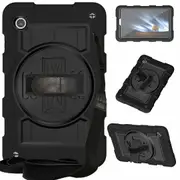 Case For Samsung Galaxy Tab A9, Pc+tpu Rotary Hand Band Kickstand Cover With Shoulder Strap