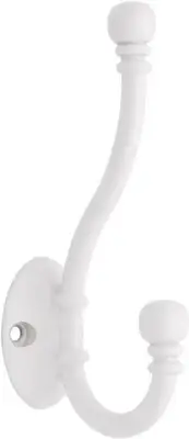 (5 Pack) 5-5/8 inch Ball End Coat and Hat Hook White