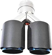1PC Glossy Straight Carbon Stainless Steel Dual Tip Equal Length Muffler Pipe End Tail Middle Exhaust Tip(Custom size)
