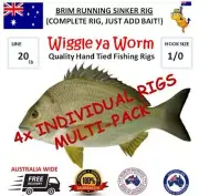 4 x Complete, 20lb Brim (Bream) Running Sinker Rigs, size1/0 hook & 15gm sinker