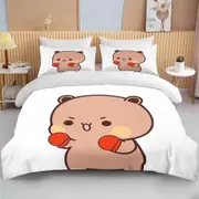 v1915 Bed Sheets New Bubu Dudu Cartoon Cute Bear Kawaii Christmas Gift King Twin Double Child Bedding Set Microfiber or Polyester Duvet Cover Set 3-Pi