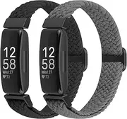 Puhuite Elastic Braided Watch Band Compatible with Fitbit Inspire 3/Inspire 2/Inspire/Inspire HR/Fitbit ace 3/Ace 2, Adjustable Stretchy Strap Sport Nylon Loop Replacement Wristband for Fitbit Inspire