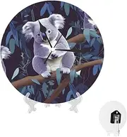 [FHEDVBN] Lovely Koala Wall Clock Battery Operated - Silent Non Ticking Round Wall Clocks - Modern Clock 10" - Designer Clock - Kitchen Clock - Office Clock - Living Room Clock with Stand