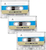 3 Pack Audio Cassettes 60 min Time Blank Cassettes Tapes with Individual Clear Plastic Cassette Tape Case, Great for Everyday Recording