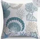 Shells Beach Nautical Coastal Outdoor Patio Throw Pillow Cover Home Decor 18”