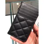 二手CHANEL CARD HOLDER 荔枝紋 小羊皮 拉鍊卡夾 零錢包 黑 金/銀扣 AP0767