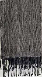 Stewart of Scotland Gray/Black Weave Pattern Driver Scarf 100% Acrylic Men's