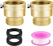 2 PCS Brass Vacuum Breaker Set 3/4 Inch GHT Lead-Free Compliant Brass Anti-Siphon Bib Valve for Vacuum Breaker Outside Faucet RV Hose Connection Backflow Preventer Connector with Tape、Extra washers