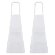 2pcs Plain Bib Aprons Washable Aprons Kitchen Cooking Aprons White