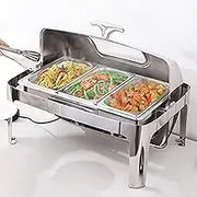 Food Warmers for Parties Buffets Electric, Stainless Steel Chafing Dish Buffet Set with Visible Lid, 13L Commercial Buffet Servers and Warmers for Keeping Food Warm