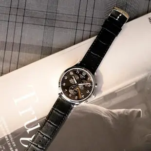 【TISSOT 天梭】Chrono XL 銀框 三眼計時 黑面皮革手錶 男錶 母親節(T116.617.16.057.00)