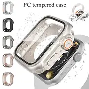 Watch Case Compatible with Apple Watch Series 8 7 41mm 45mm / Series 6 5 4 SE 40mm 44mm Scratch Resistant Bumper Full Cover All Around Protective Tempered Glas