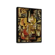 Pablo Picasso Abstract Painting Violin and Grapes Framed Oil Canvas Print