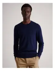 [Blaq] Australian Merino Crew Neck Knit in Navy