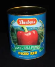 Moody Dunbar 1/4" Diced Red Pepper - no. 10 can, 6 cans per case. Regular Pack