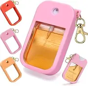 Hand Sanitizer Spray Case Compatible with Touchland, Silicone Hand Sanitizer Case Holder with Keychain for Touch Land Mist Case 1FL. OZ (Pink Light orange Red)