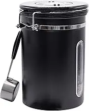 Coffee Canister, 1.8L Airtight Stainless Steel Kitchen Food Storage Container, Multifunctional Flour Container with Measuring Scoop, Reusable Kitchen Supplies, Stainless Steel Coffee Accessories