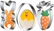 Easter Cookie Cutters, 3 Pieces Carrot Egg Bunny Rabbite Shapes Metal Cookie Cutters Stainless Steel Sets Holiday Themed Baking Kit
